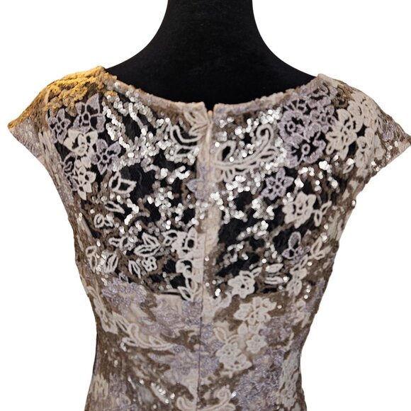Alex Evenings Womens Rose Gold Lace & Sequin Cap Sleeve Sheath Dress Size 6 - Picture 7 of 15